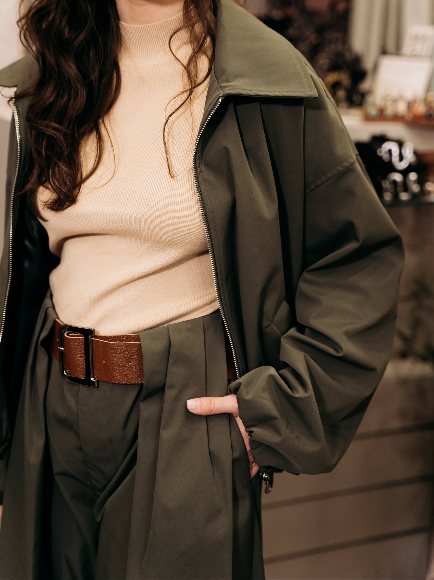 Bomber Jacket με Άνετη Γραμμή