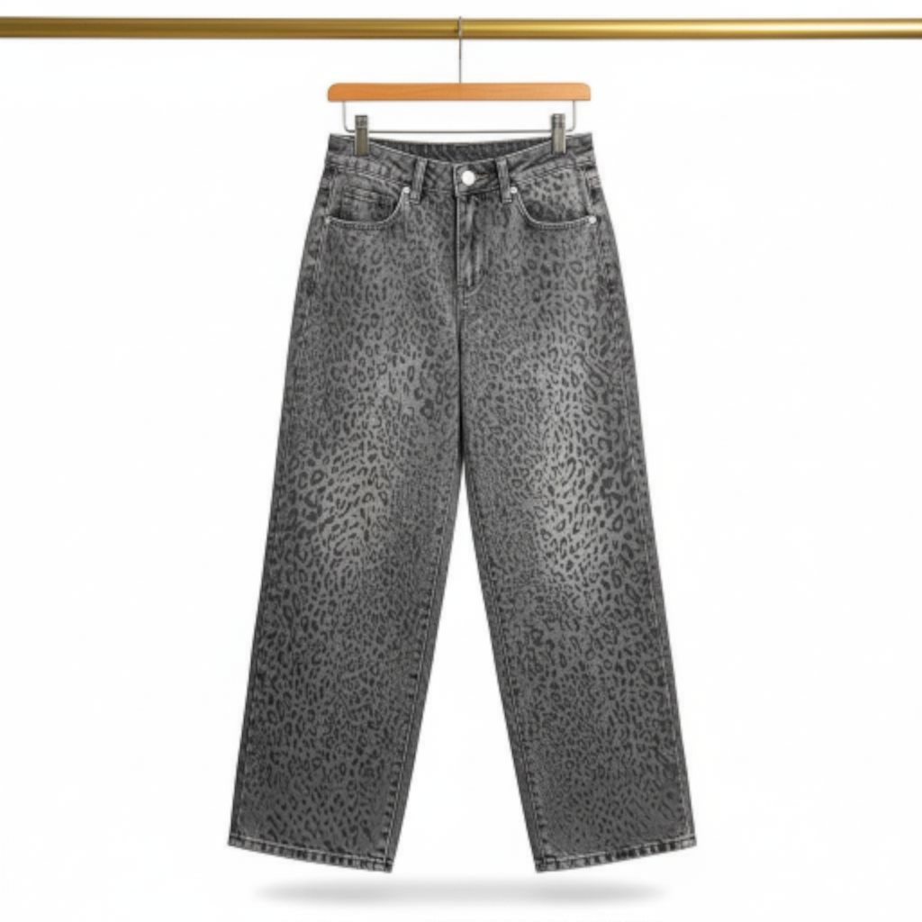 Τζιν με Animal print Σχέδιο σε Φαρδιά Γραμμή