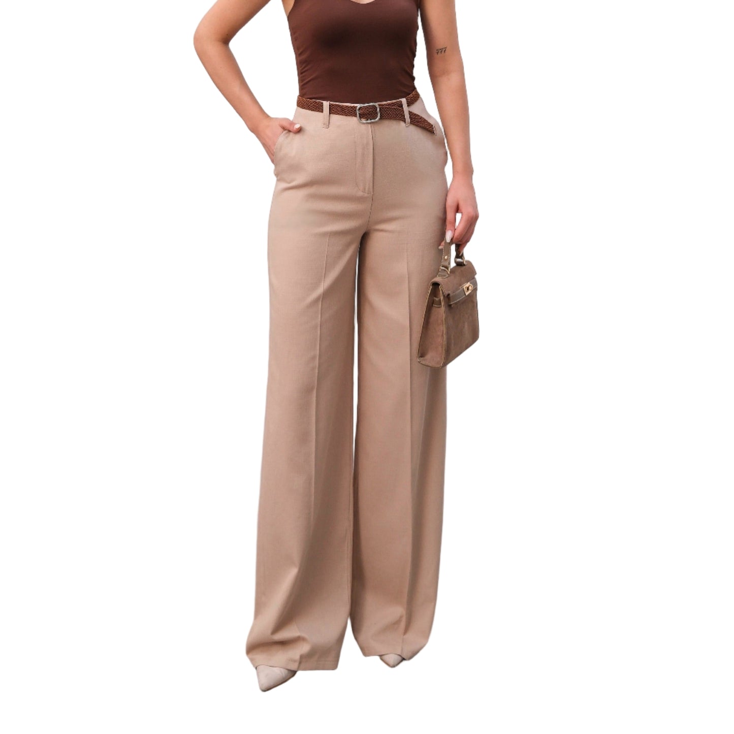 Palazzo Παντελόνι με Ζώνη & Ντραπέ Λεπτομέρειες