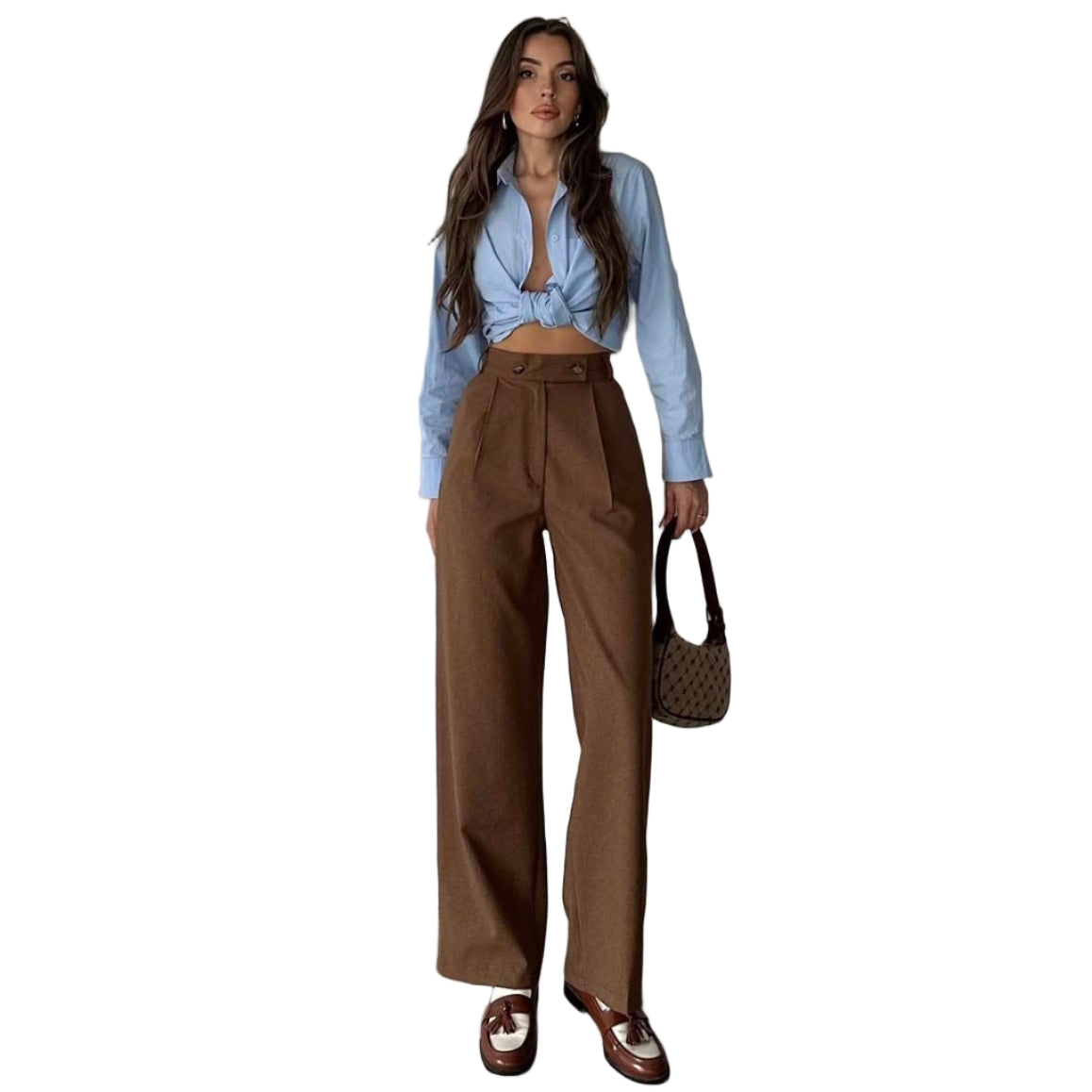 Palazzo Παντελόνι με Διπλό Κουμπί – Καφέ