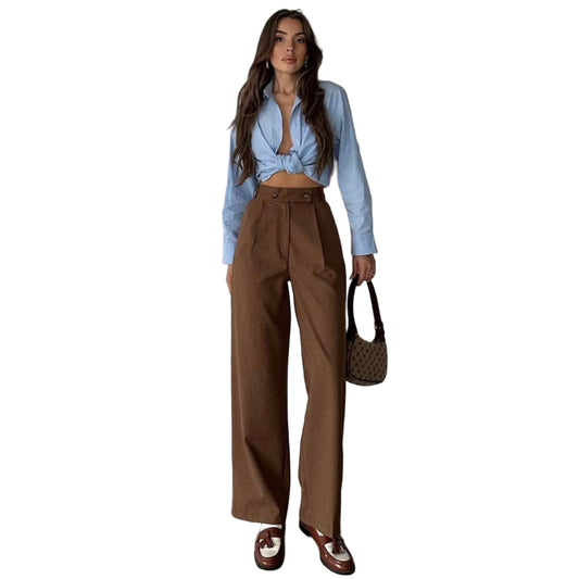 Palazzo Παντελόνι με Διπλό Κουμπί – Καφέ