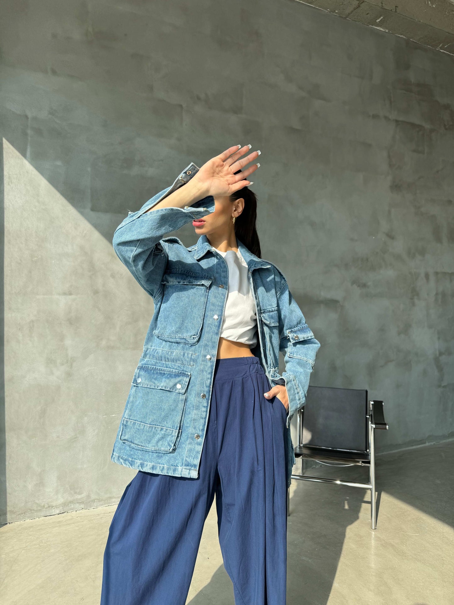 Τζάκετ Τζιν με Πολλές Τσέπες – 100% Βαμβάκι