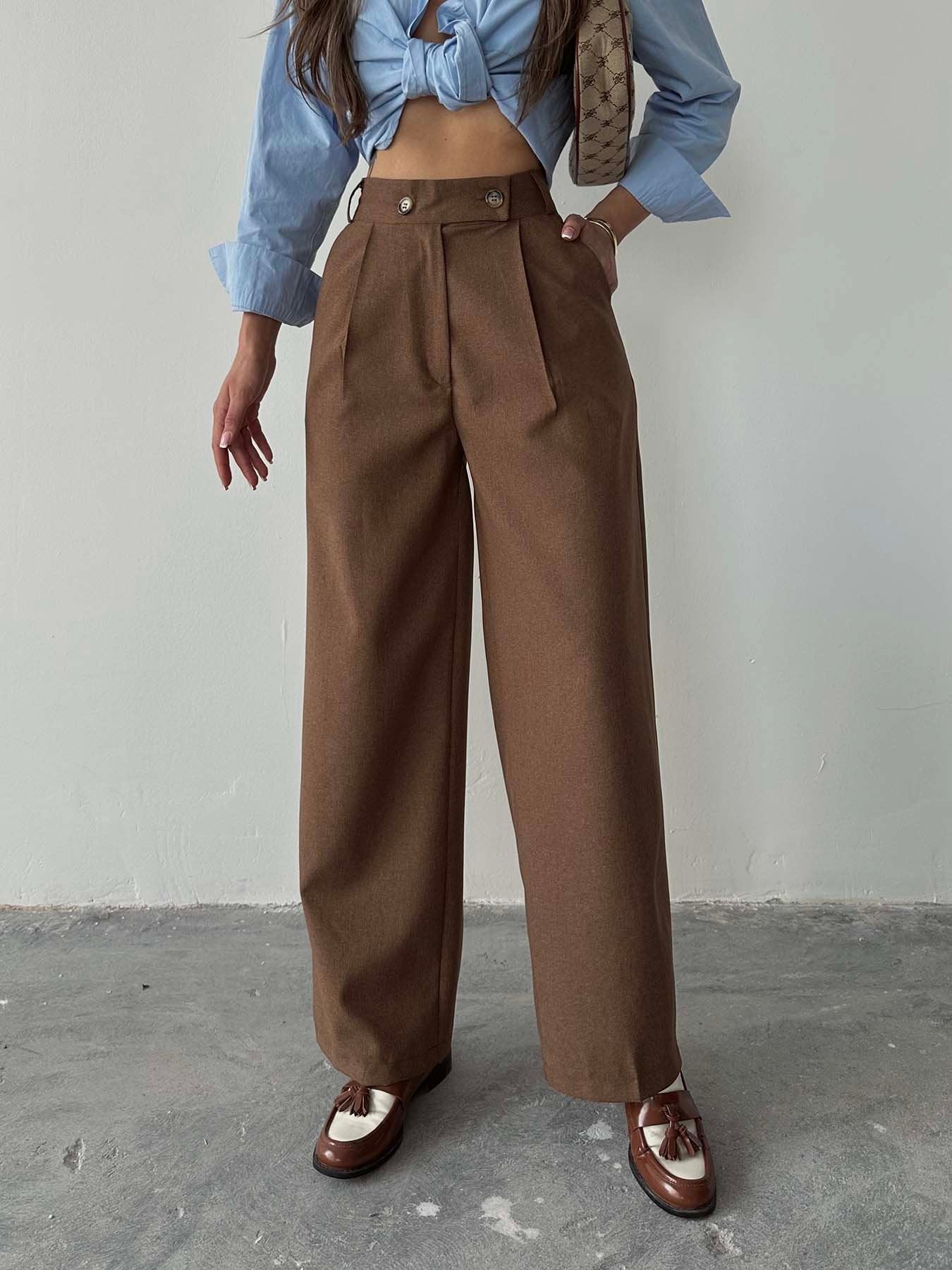 Palazzo Παντελόνι με Διπλό Κουμπί – Καφέ