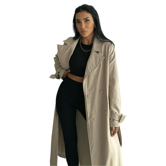 Καπιτονέ Καμπαρντίνα Δερματίνης με Ζώνη – Μπεζ