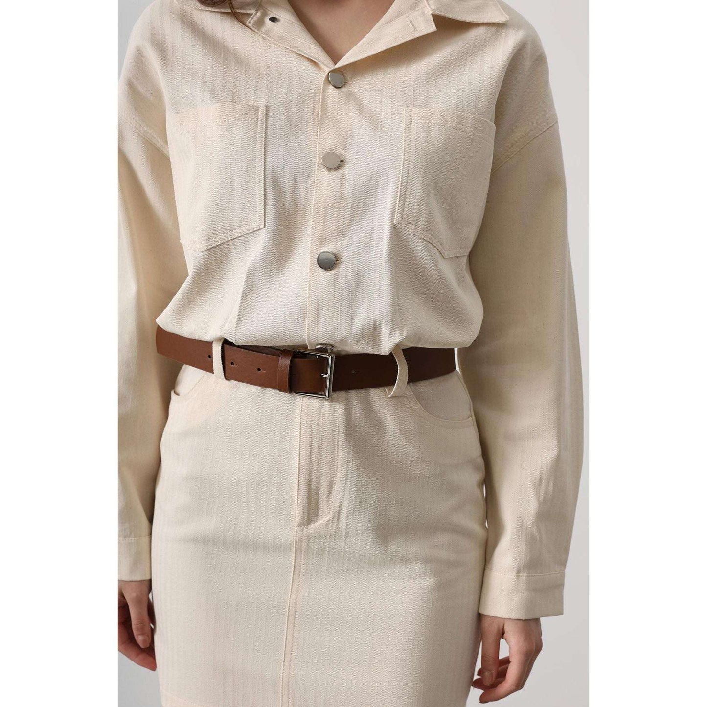 Mίνι φόρεμα με ζώνη - Μπέζ