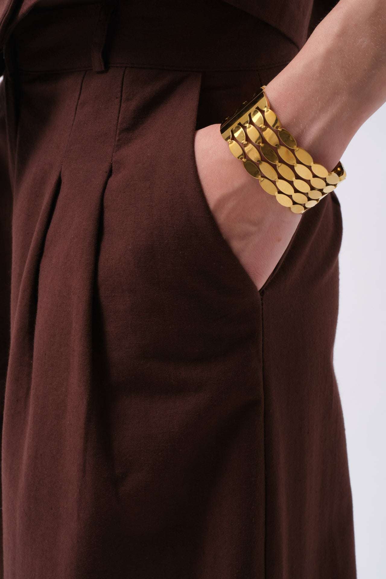 Καφέ Palazzo Παντελόνι με Φαρδιά Γραμμή – 100% Βαμβάκι