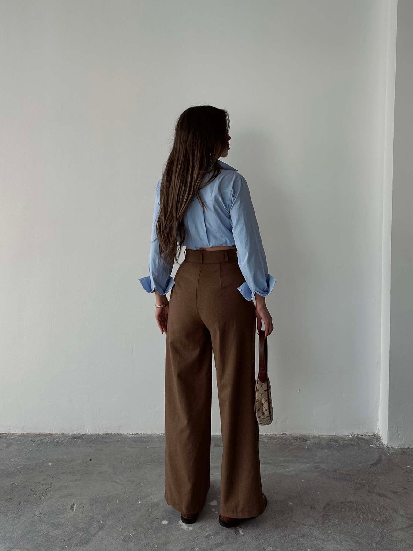 Palazzo Παντελόνι με Διπλό Κουμπί – Καφέ