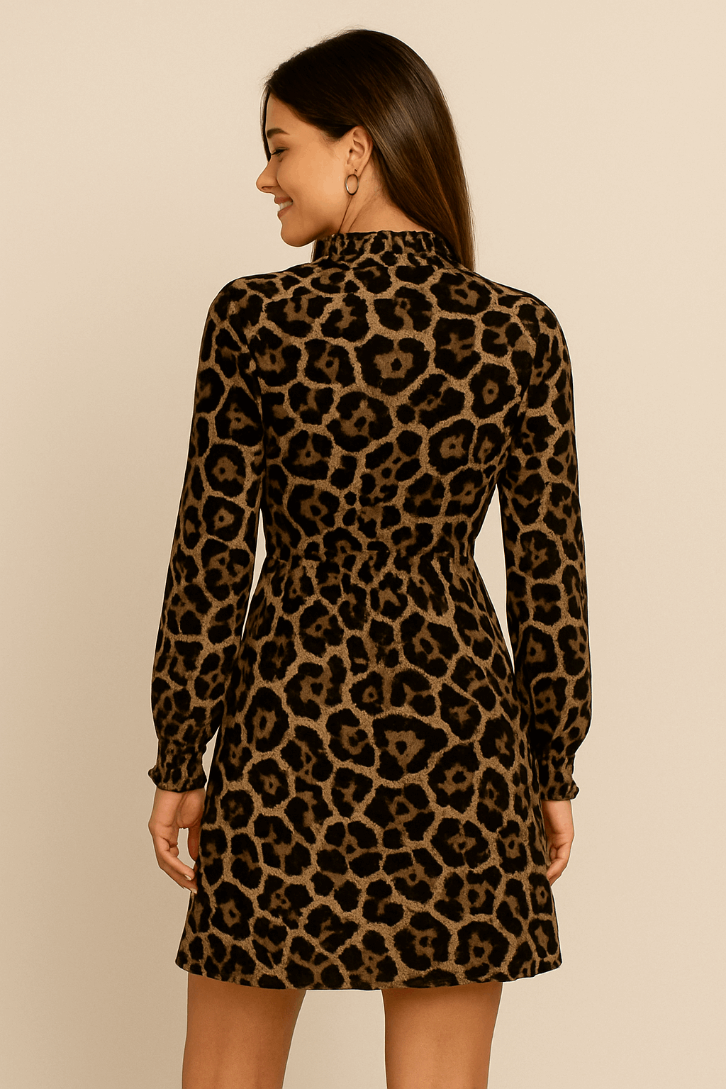 Λεοπάρ Μίνι Φόρεμα με Τονισμένη Μέση