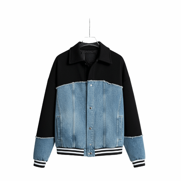 Bomber τζάκετ τζίν- Μαύρο & Μπλέ