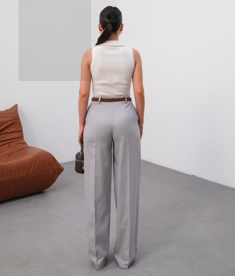 Palazzo Παντελόνι με Ζώνη & Ντραπέ Λεπτομέρειες