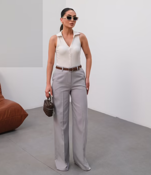 Palazzo Παντελόνι με Ζώνη & Ντραπέ Λεπτομέρειες