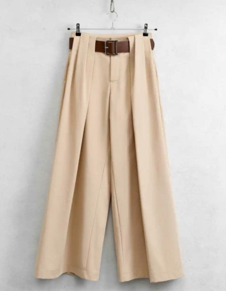 Παντελόνα Wide-Leg / Palazzo με Πιέτες και Ζώνη